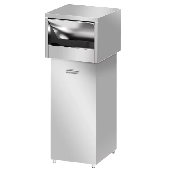 Odpadkový koš s otevíráním víka na pantech - 80L - nerez - Image 2