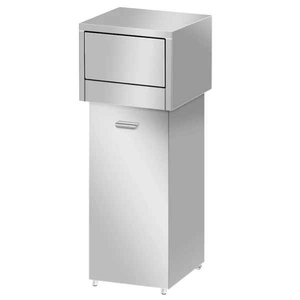 Odpadkový koš s otevíráním víka na pantech - 80L - nerez - Image 3