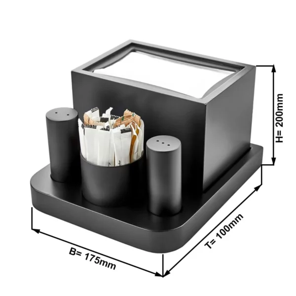 Cruet - 4 kusy - ubrousky, párátka, sůl a pepř