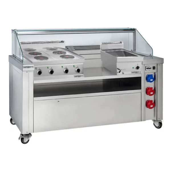 Mobilní varná stanice - 1600x850mm - výška: 1170mm - včetně elektrického sporáku a vany-marie - Image 11