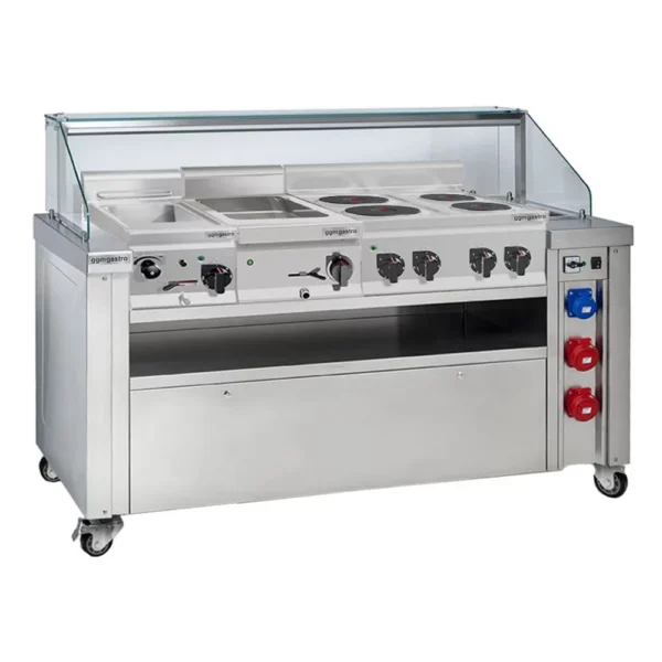 Mobilní varná deska - 1600x850mm - výška: 1170mm - včetně vařiče těstovin, elektrického sporáku a vany-marie - Image 12