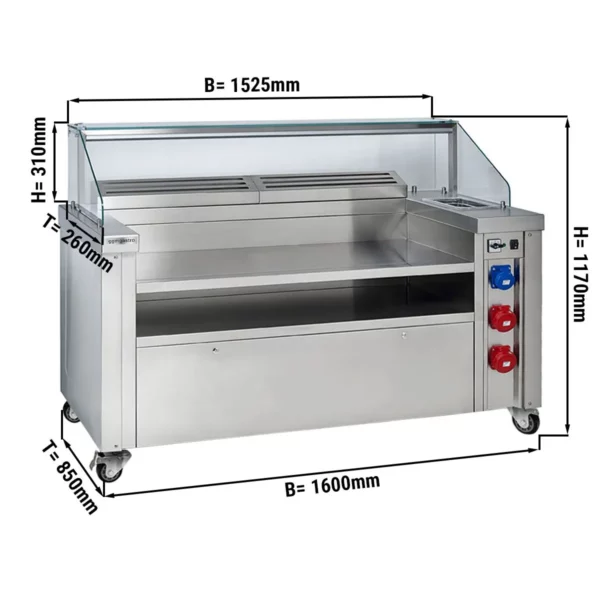 Mobilní varná stanice - 1600x850mm - výška: 1170mm