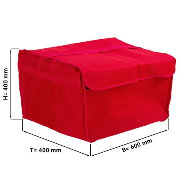 (5 kusů) taška na pizzu / izolovaná taška - na 8 rodinných pizz - 60x40cm - červená