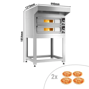 Elektrická kamna na pizzu - 4+4x 33cm - manuální - včetně digestoře a základního rámu