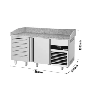 Chladící stůl na pizzu PREMIUM - 1550x800mm - s 1 dvířky a 6 zásuvkami
