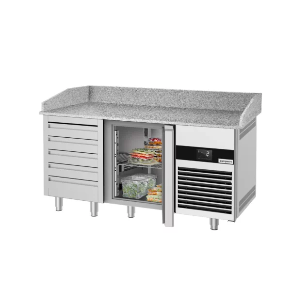 Chladící stůl na pizzu PREMIUM - 1550x800mm - s 1 dvířky a 6 zásuvkami - Image 8