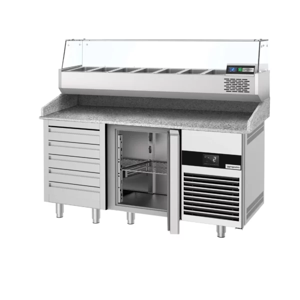 Chladící stůl na pizzu PREMIUM - 1550x800mm - s 1 dvířky a 7 zásuvkami - včetně chladící vitríny - 6x GN 1/3 - Image 9