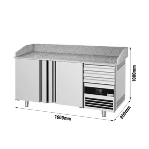 Chladící stůl na pizzu PREMIUM - 1600x800mm - se 2 dvířky a 3 zásuvkami