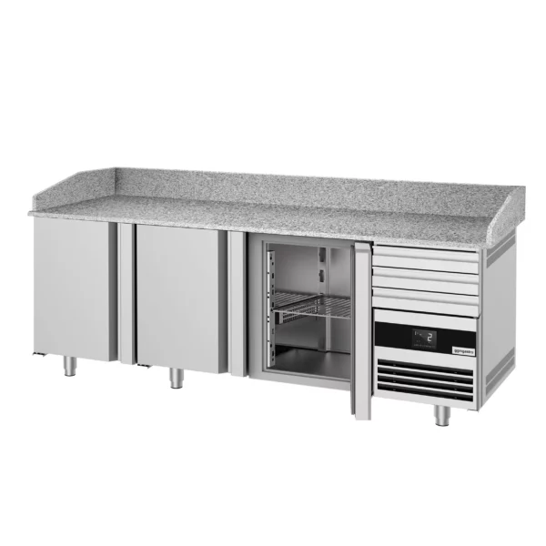 Chladící stůl na pizzu PREMIUM - 2150x800mm - se 3 dveřmi a 3 zásuvkami - Image 9