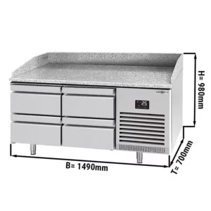 Chladící stůl na pizzu PREMIUM PLUS - 1490x700mm - se 4 zásuvkami