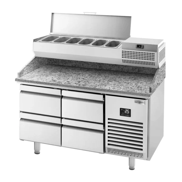 Chladící stůl na pizzu PREMIUM PLUS - 1490x700mm - se 4 zásuvkami - včetně chladící vitríny - 6x GN 1/4 - Image 8