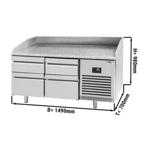 Chladící stůl na pizzu PREMIUM PLUS - 1490x700mm - se 4 zásuvkami