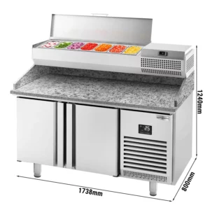 Chladící stůl na pizzu PREMIUM PLUS - 1783x800mm - se 2 dvířky - včetně chladící vitríny - 7x GN 1/4