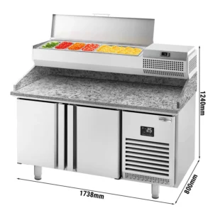 Chladící stůl na pizzu PREMIUM PLUS - 1783x800mm - se 2 dvířky - včetně chladící vitríny - 6x GN 1/3