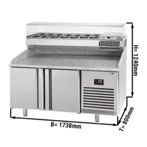Chladící stůl na pizzu PREMIUM PLUS - 1783x800mm - se 2 dvířky - včetně chladící vitríny - 7x GN 1/4