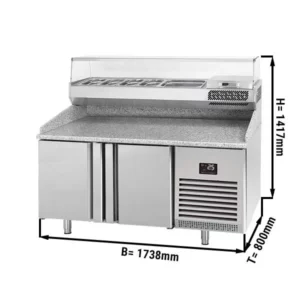 Chladící stůl na pizzu PREMIUM PLUS - 1783x800mm - se 2 dvířky - včetně chladící vitríny - 6x GN 1/3