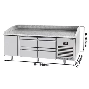 Chladící stůl na pizzu PREMIUM PLUS - 1980x700mm - s 1 dvířky a 4 zásuvkami