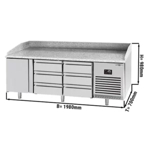 Chladící stůl na pizzu PREMIUM PLUS - 1980x700mm - s 1 dvířky a 6 zásuvkami