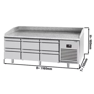Chladící stůl na pizzu PREMIUM PLUS - 1980x700mm - se 6 zásuvkami