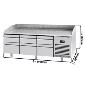 Chladící stůl na pizzu PREMIUM PLUS - 1980x700mm - se 6 zásuvkami