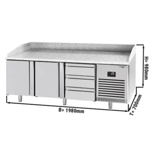 Chladící stůl na pizzu PREMIUM PLUS - 1980x700mm - se 2 dvířky a 3 zásuvkami