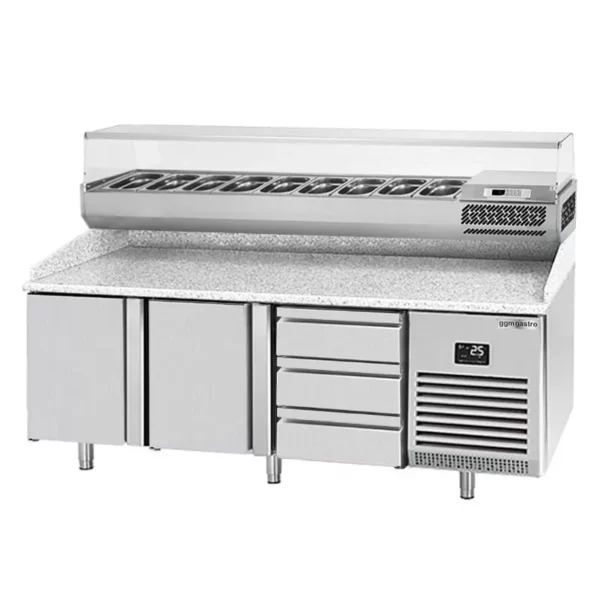 Chladící stůl na pizzu PREMIUM PLUS - 1980x700mm - se 2 dvířky - včetně chladící vitríny - 9x GN 1/4 - Image 5