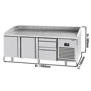Chladící stůl na pizzu PREMIUM PLUS - 1980x700mm - se 2 dvířky a 2 zásuvkami