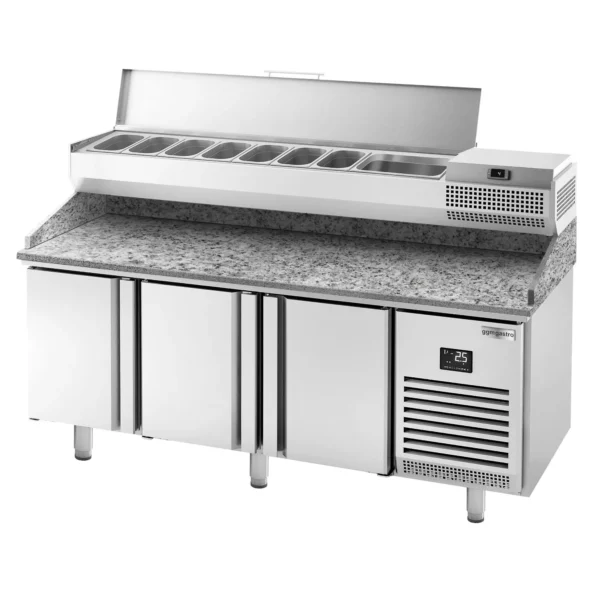 Chladící stůl na pizzu PREMIUM PLUS - 1980x700mm - se 3 dvířky - včetně chladící vitríny - 9x GN 1/4 - Image 13