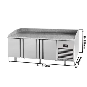 Chladící stůl na pizzu PREMIUM PLUS - 1980x700mm - se 3 dveřmi