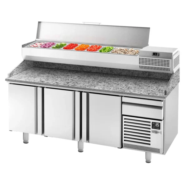 Chladící stůl na pizzu PREMIUM PLUS - 2305x800mm - se 3 dvířky - včetně chladící vitríny - 10x GN 1/3 - Image 11