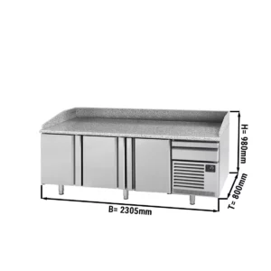 Chladící stůl na pizzu PREMIUM PLUS - 2305x800mm - se 3 dveřmi