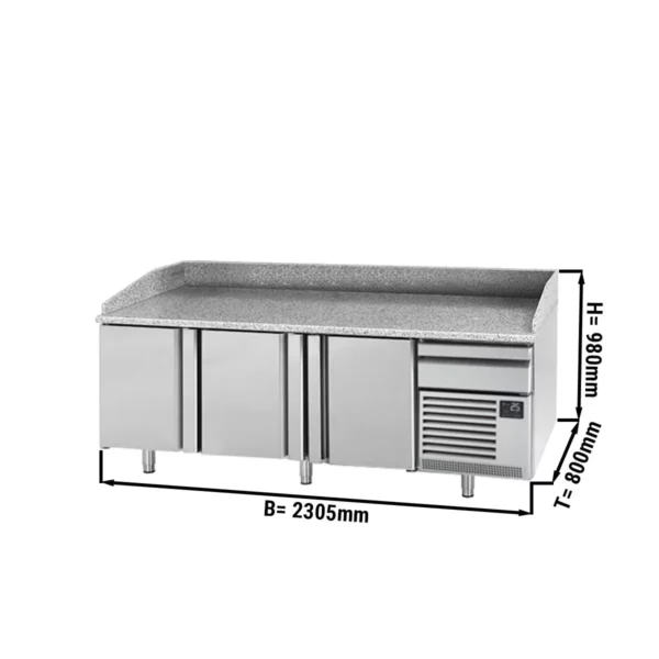 Chladící stůl na pizzu PREMIUM PLUS - 2305x800mm - se 3 dveřmi