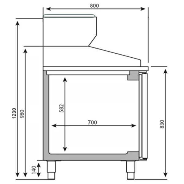 Chladící stůl na pizzu PREMIUM PLUS - 2305x800mm - se 3 dvířky - včetně chladící vitríny - 10x GN 1/3 - Image 9