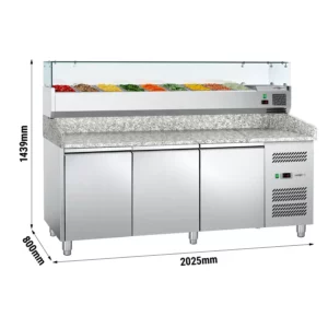 Chladící stůl na pizzu ECO - 2000x800mm -včetně chladící vitríny - 9x GN 1/3