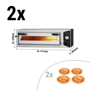 (2 kusy) Elektrická kamna na pizzu - 4+4x 30cm - manuální