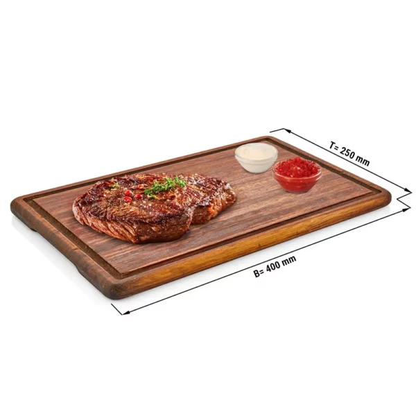 (6 kusů) Steakový talíř - dřevo Iroko - 400x250mm - Image 3