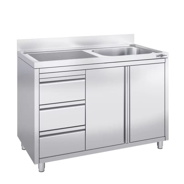 Skříňka s umyvadlem - 1200 x 700 mm - se 3 zásuvkami a 1 umyvadlem vpravo - Image 3