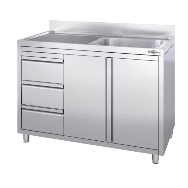 Skříňka s umyvadlem - 1200 x 700 mm - se 3 zásuvkami a 1 umyvadlem vpravo - Image 4