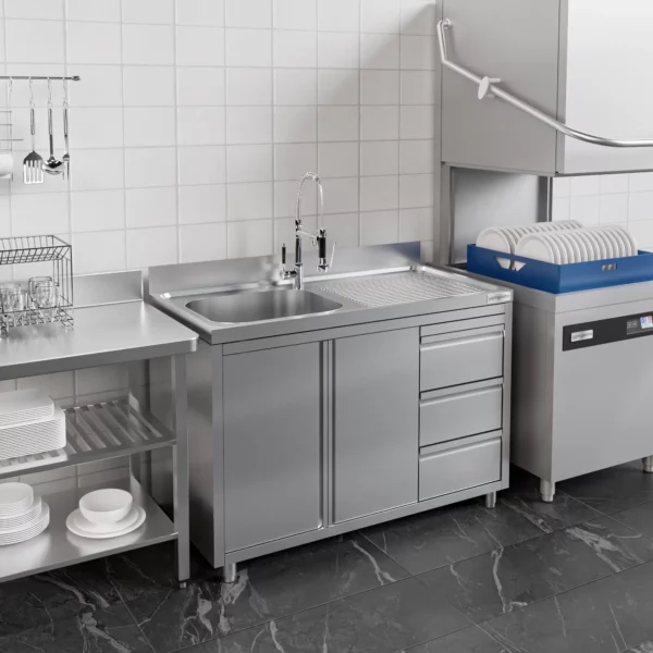 Skříňka s umyvadlem - 1200 x 700 mm - se 3 zásuvkami a 1 umyvadlem vlevo - Image 7