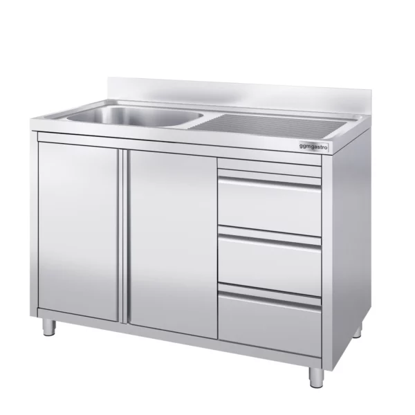Skříňka s umyvadlem - 1200 x 700 mm - se 3 zásuvkami a 1 umyvadlem vlevo - Image 3