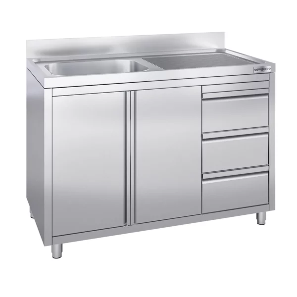 Skříňka s umyvadlem - 1200 x 700 mm - se 3 zásuvkami a 1 umyvadlem vlevo - Image 4