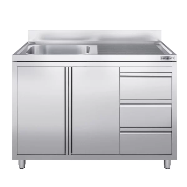 Skříňka s umyvadlem - 1200 x 700 mm - se 3 zásuvkami a 1 umyvadlem vlevo - Image 5