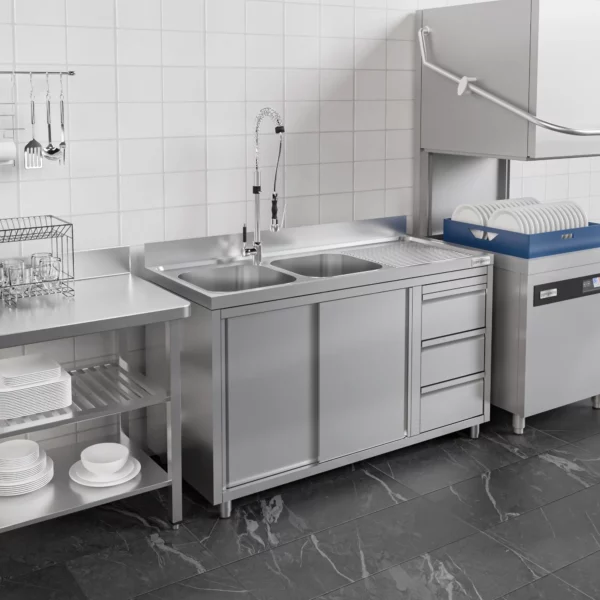 Skříňka s umyvadlem - 1400 x 700 mm - se 3 zásuvkami a 2 umyvadly vlevo - Image 7