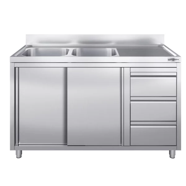 Skříňka s umyvadlem - 1400 x 700 mm - se 3 zásuvkami a 2 umyvadly vlevo - Image 5