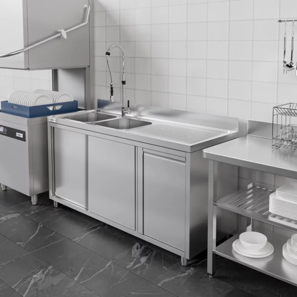Skříňka pod umyvadlo - 1600x600mm - s nádobou na odpad a 2 umyvadly vlevo - Image 7