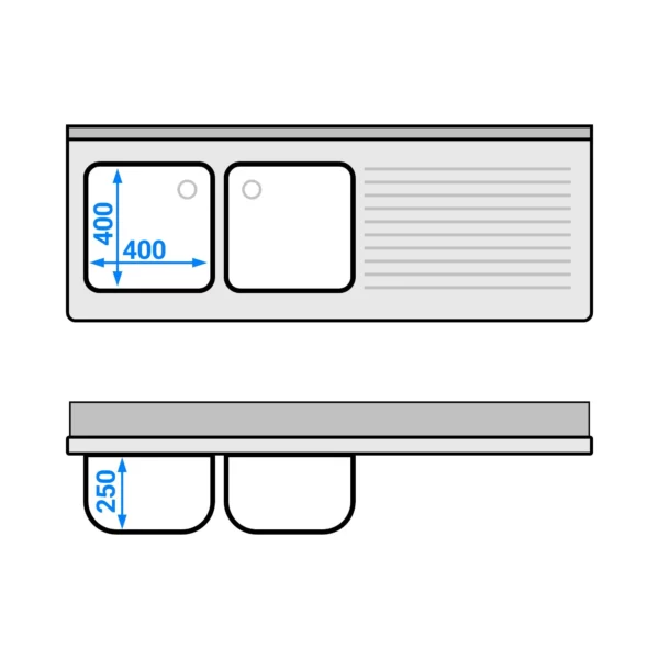 Skříňka pod umyvadlo - 1600 x 600 mm - se 3 zásuvkami a 2 umyvadly vlevo - Image 6
