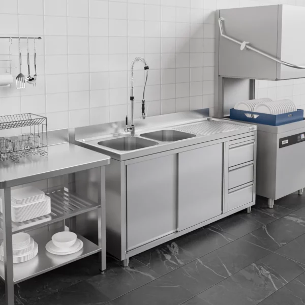 Skříňka s umyvadlem - 1600x700mm - se 3 zásuvkami a 2 umyvadly vlevo - Image 7