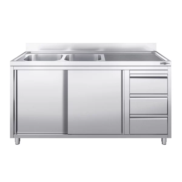 Skříňka s umyvadlem - 1600x700mm - se 3 zásuvkami a 2 umyvadly vlevo - Image 4