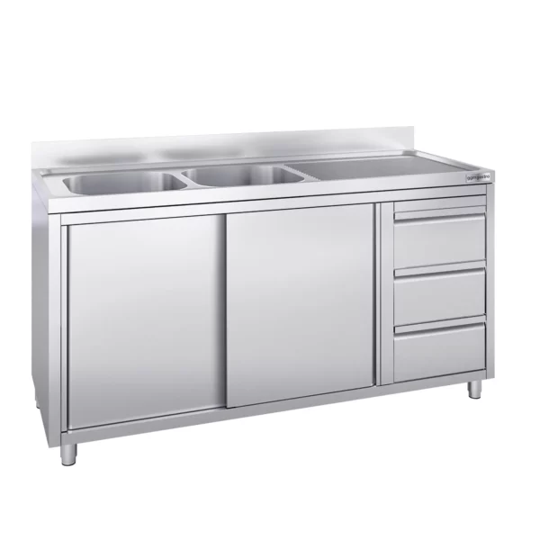 Skříňka s umyvadlem - 1600x700mm - se 3 zásuvkami a 2 umyvadly vlevo - Image 5