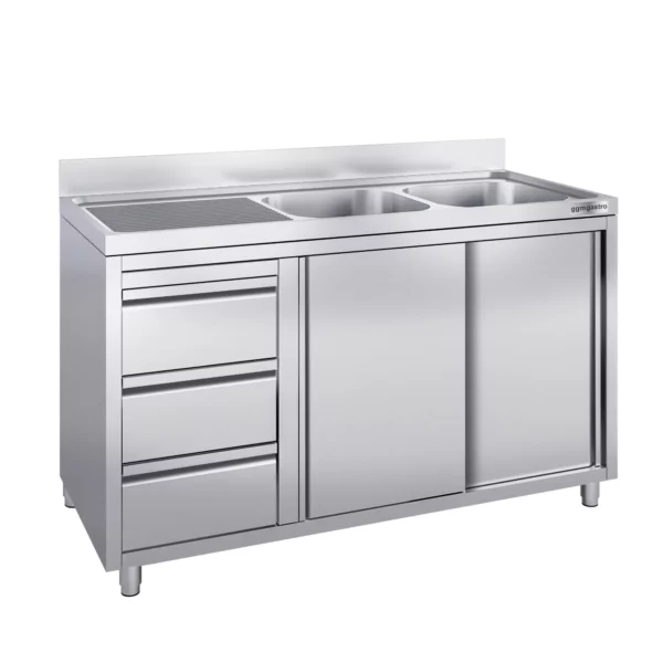 Skříňka s umyvadlem - 1600x700mm - se 3 zásuvkami a 2 umyvadly na pravé straně - Image 3